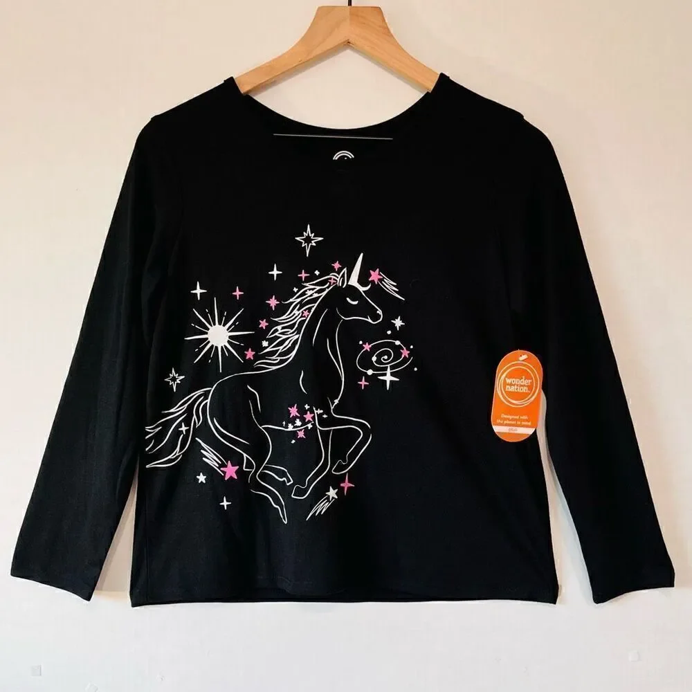 Wonder Nation Girls Unicorn Pajama Shirt   Sz L (10-12) Plus  NWT